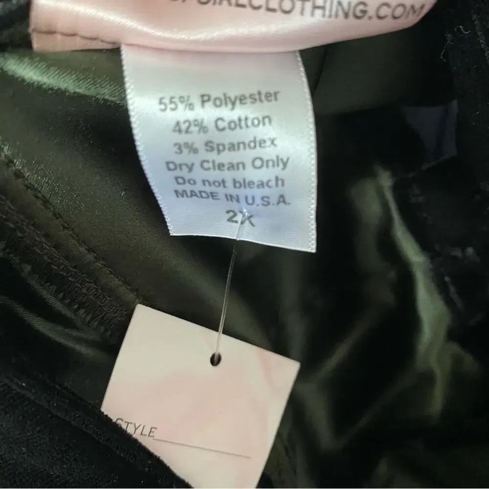 Deadly Dames NWTs Olive Green Black Lace Velvet Trim Wiggle Dress size 2X - Picture 9 of 9